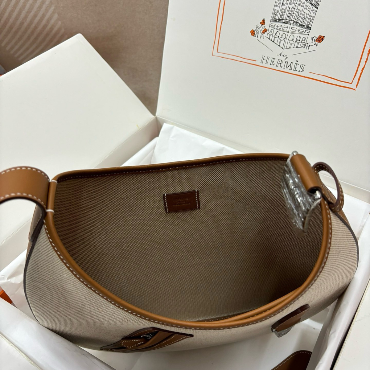 P’TIT ARÇON BAG IN CANVAS & LEATHER HERMÈS