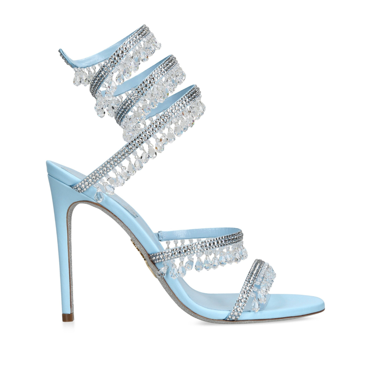 RENÉ CAOVILLA BLUE CHANDELIER HEEL SANDALS 105MM