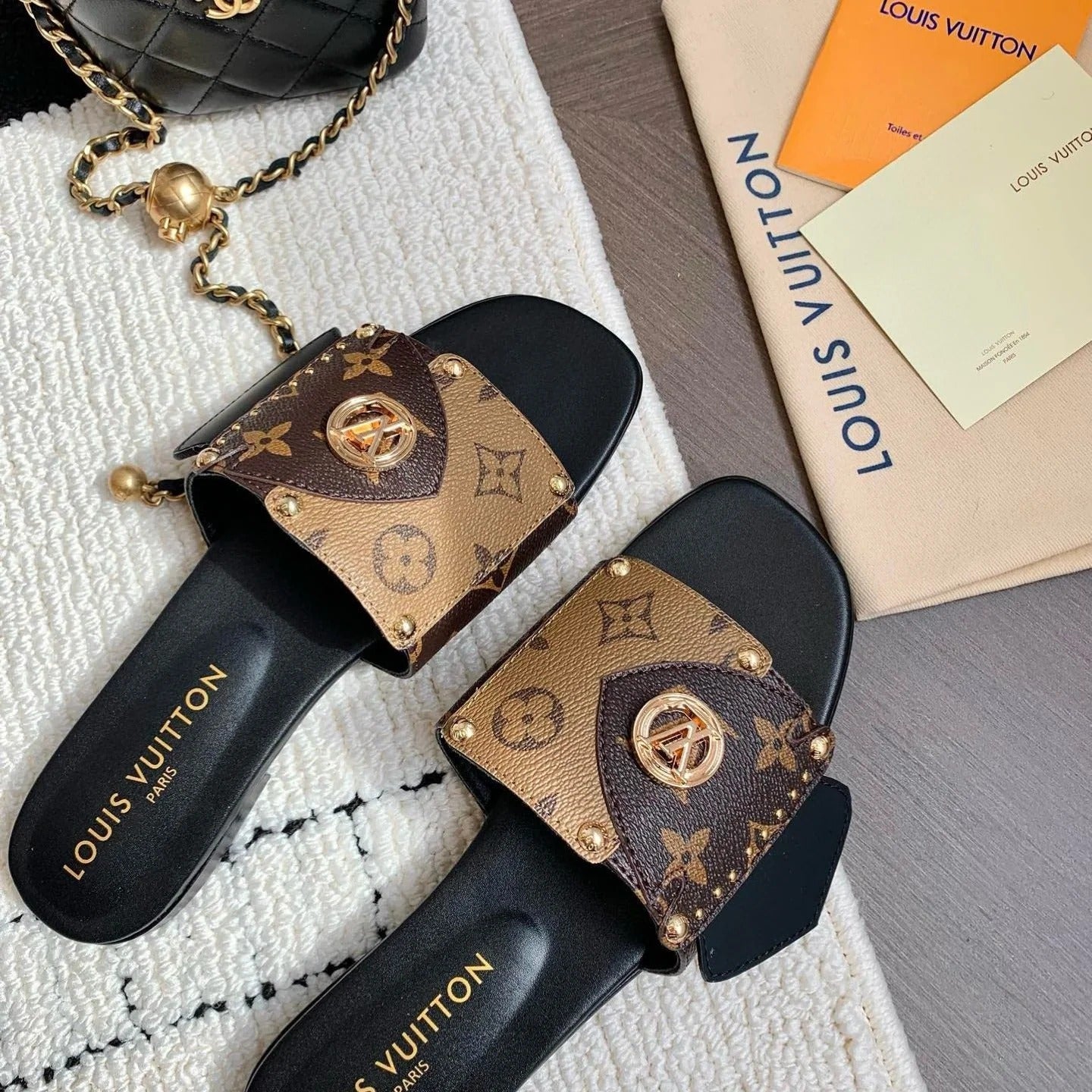 LOUIS VUITTON LV FRAME MULES MARRON CACAO LEATHER