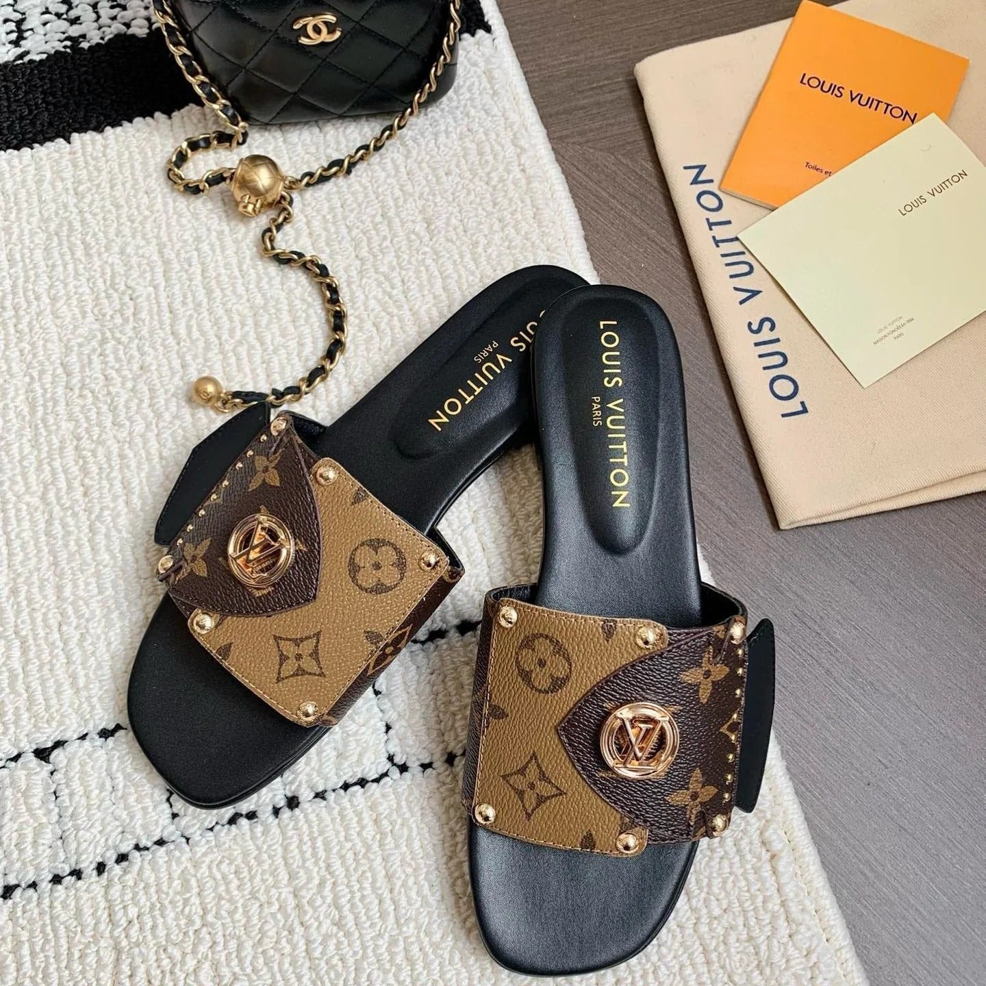 LOUIS VUITTON LV FRAME MULES MARRON CACAO LEATHER