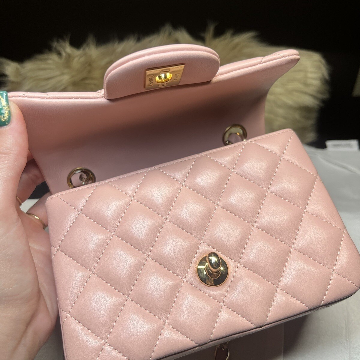 CHANEL MINI FLAP PINK & SLINGBACK TWEED SET